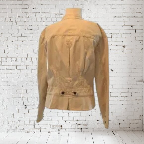 Vintage Faded Glory Off White Jean Jacket with Peplum - Picture 4 of 7